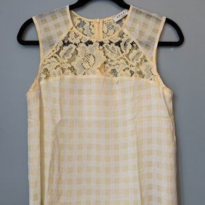Sandro Check Tank with Lace Details